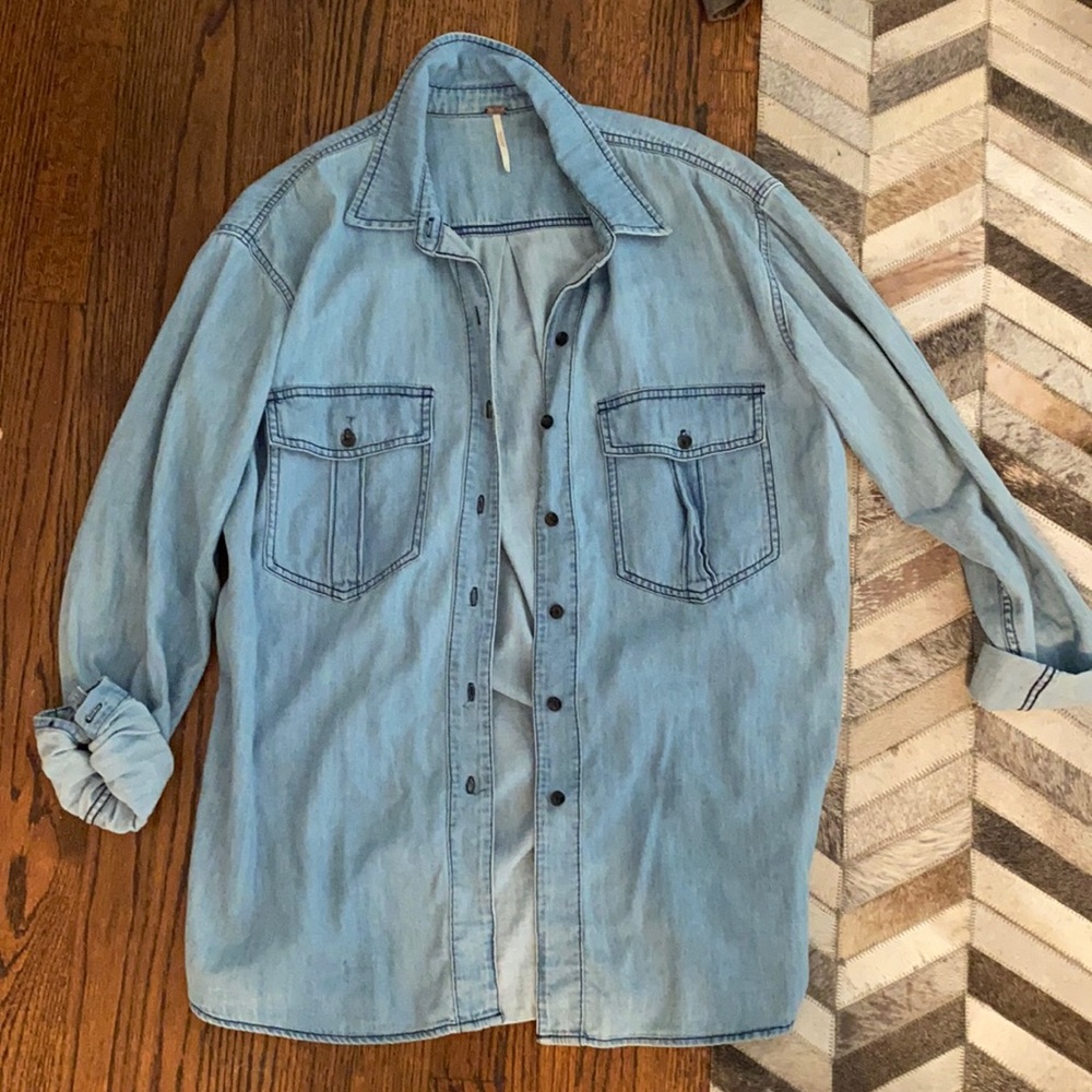 Free People Chambray Button Down - M